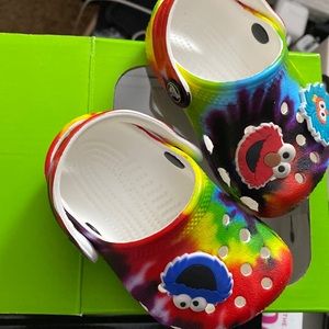 Crocs slightly worn comes with box and charms